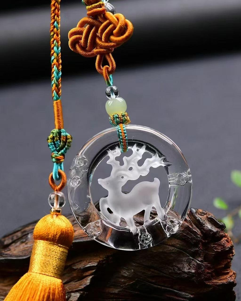 Elegant White Crystal Car Pendant for Luxurious Interiors SHENGAI