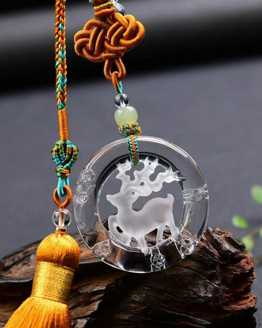 Elegant White Crystal Car Pendant for Luxurious Interiors SHENGAI