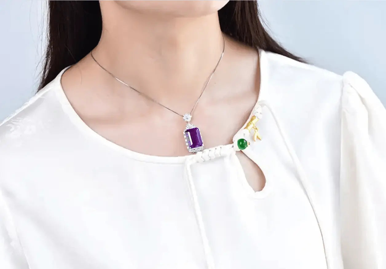 Mystic Amethyst 925 Silver Pendant with Natural Gemstone xuyuan Arts and Crafts