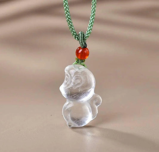 Design Natural White Crystal Zodiac Monkey Pendant Green SHINECRYS Arts and Crafts