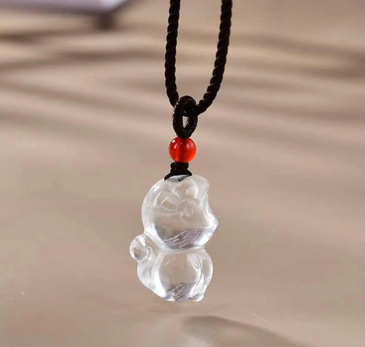 Design Natural White Crystal Zodiac Monkey Pendant Coffee SHINECRYS Arts and Crafts