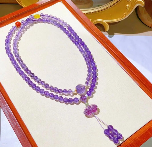 Design Natural Amethyst 108 Buddha Beads Bracelet Necklace SHINECRYS Arts and Crafts