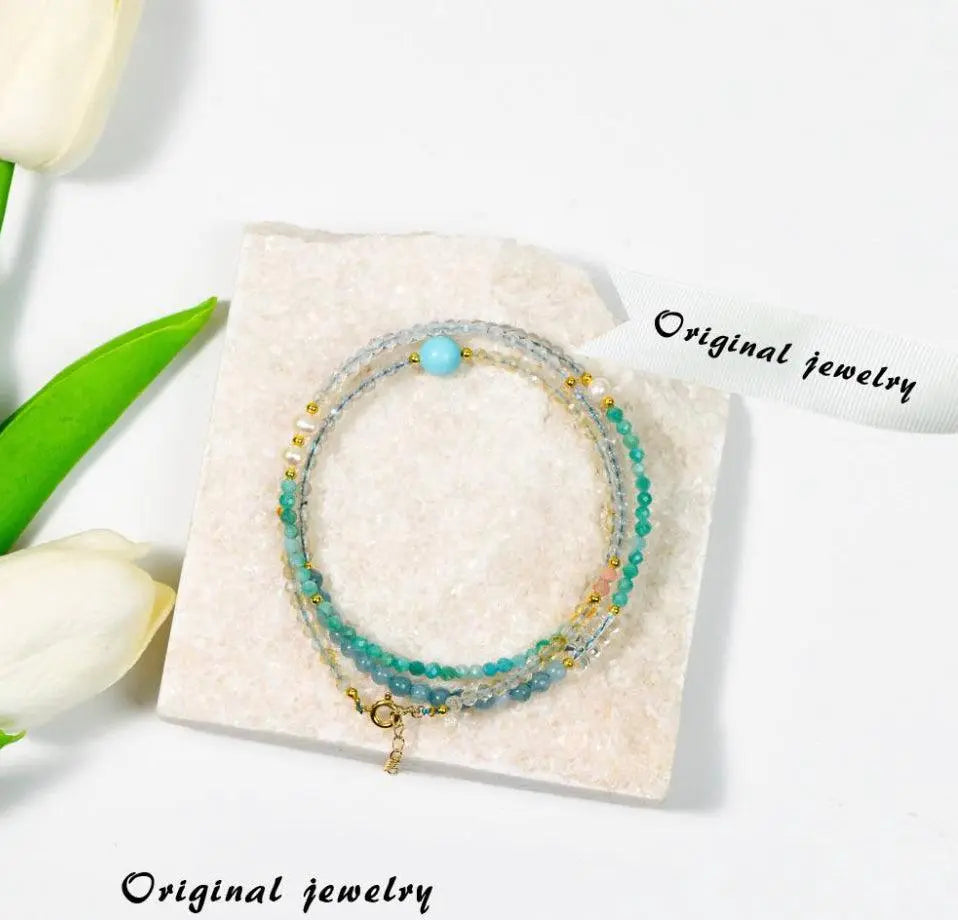 Design Ocean Wind Tianhe Stone Sea Blue Treasure Necklace SHINECRYS Arts and Crafts
