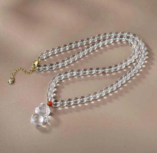 Design Natural White Crystal Necklace Zodiac Monkey Pendant SHINECRYS Arts and Crafts