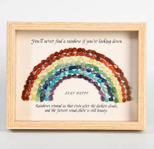 Rainbow Crystal Stone Picture Frame Home Festive Display Gift SHENGAI Arts and Crafts