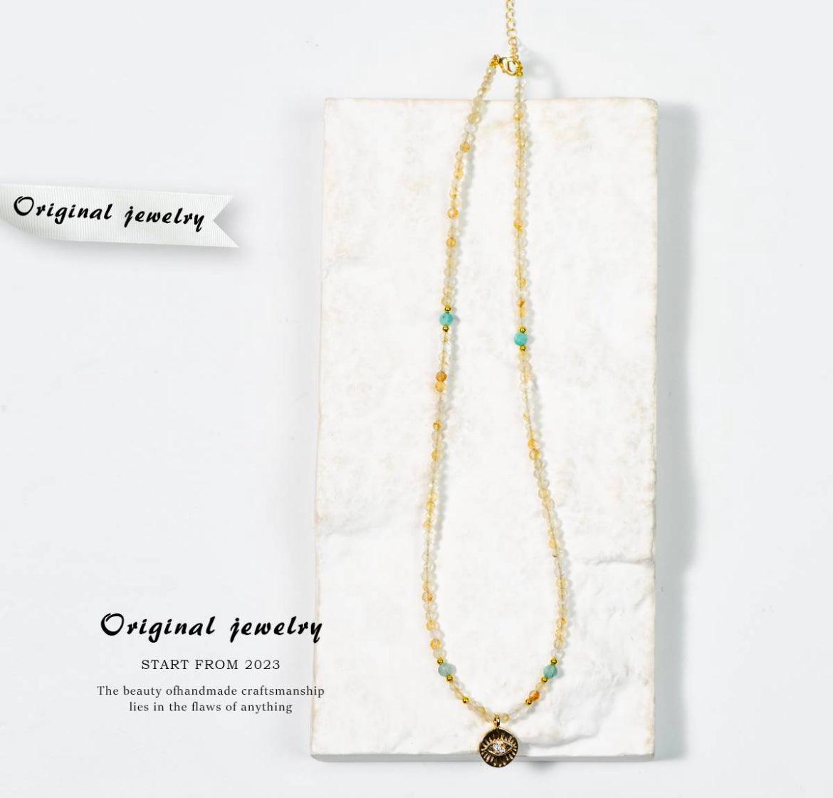 Design Topaz Faceted Necklace Collarbone Chain Elegant Style SHINECRYS Arts and Crafts