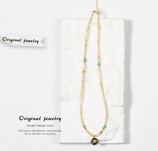 Design Topaz Faceted Necklace Collarbone Chain Elegant Style SHINECRYS Arts and Crafts