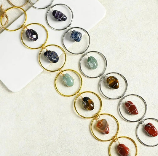 Seven Chakra Pendant Stone Agate Piece for Balance SHINECRYS Arts and Crafts