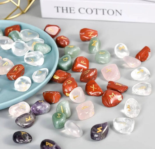 Nordic Crystal Runes Engraved Tablets for Divination SHINECRYS Arts and Crafts