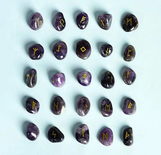 Nordic Rune Metal Sticker Set with Natural Crystal Tablet SHINECRYS Arts and Crafts