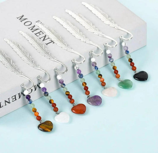 Colorful Crystal Chakra Beads Love Pendant with Feather Bookmark SHINECRYS Arts and Crafts