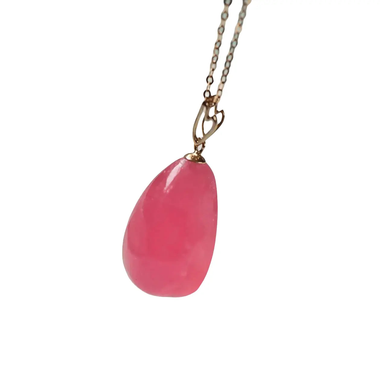 18K Gold Rhodochrosite Pendant Necklace Elegant Red Jewelry xuyuan