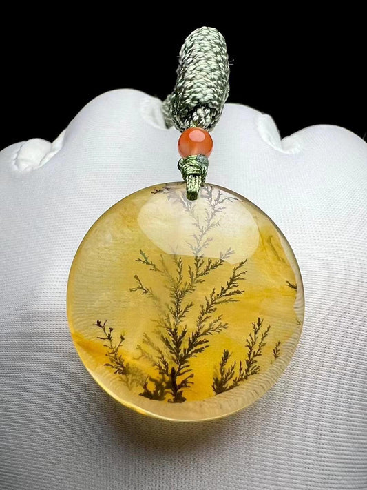 Natural Yellow Inclusion Prosperity Tree Pendant 7.5g hongdazhubao