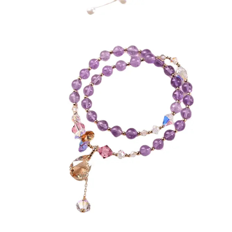 Natural Amethyst Bracelet Multi-strand for Women Gift xuyuan