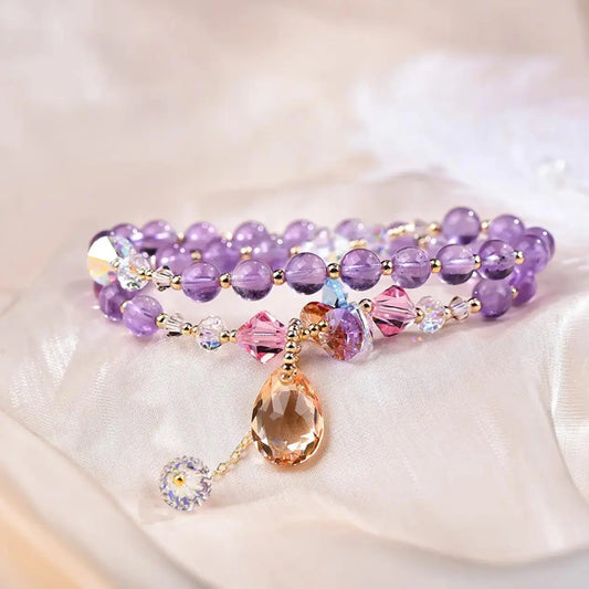 Natural Amethyst Bracelet Multi-strand for Women Gift xuyuan