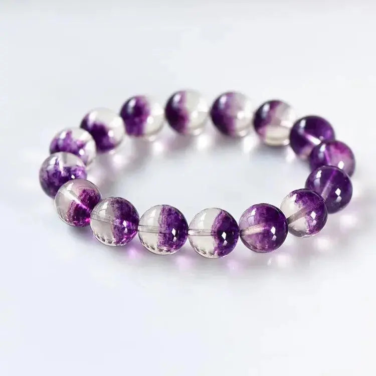 Natural Raw Crystal Two-Color High-Ice Purple Fluorite Bracelet xuyuan