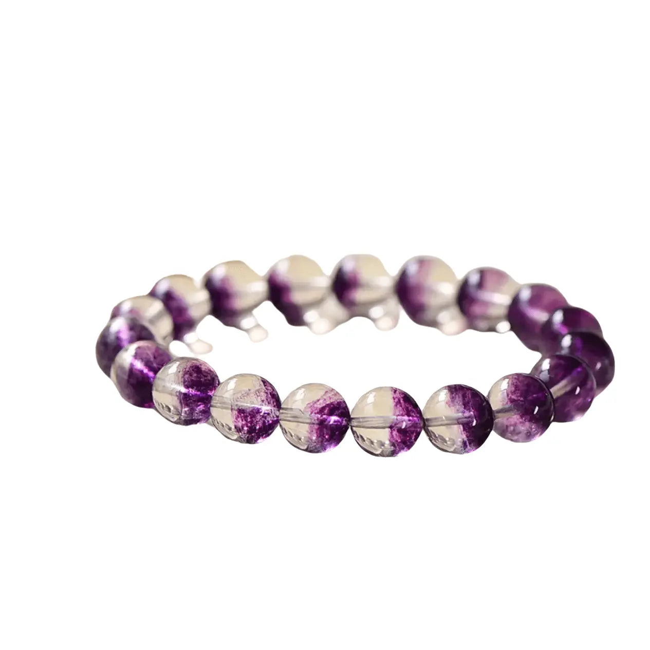 Natural Raw Crystal Two-Color High-Ice Purple Fluorite Bracelet xuyuan