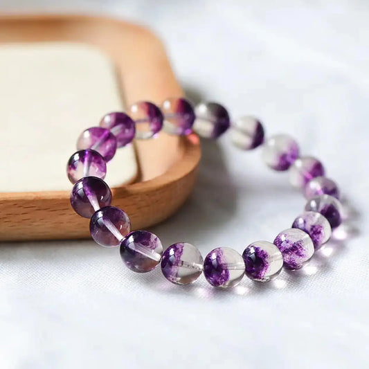 Natural Raw Crystal Two-Color High-Ice Purple Fluorite Bracelet xuyuan
