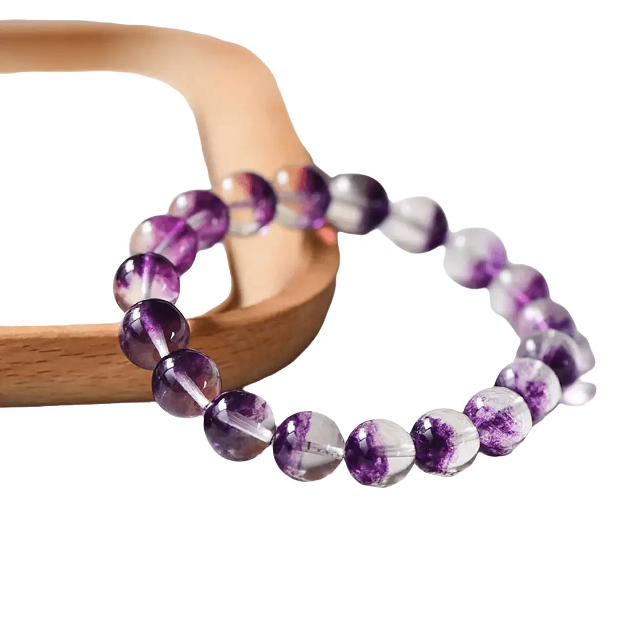 Natural Raw Crystal Two-Color High-Ice Purple Fluorite Bracelet xuyuan