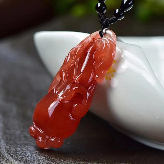 Natural Red Crystal with Red Rutile Pendant Life as You Wish Necklace xuyuan