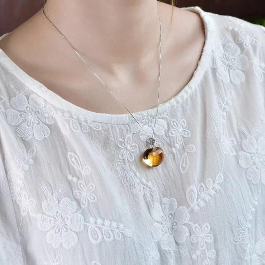 Natural Citrine Pendant Gift for Birth Sign Peace and Fortune xuyuan