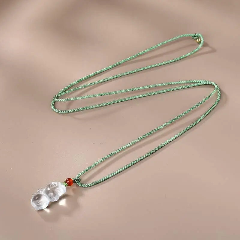Natural White Crystal Necklace Zodiac Monkey Pendant Charm Crystal Country Arts and Crafts