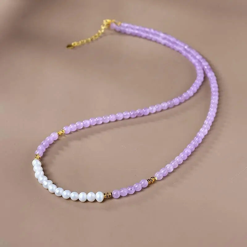 Lavender Amethyst Elegance Clavicle Necklace for Women Crystal Country Arts and Crafts