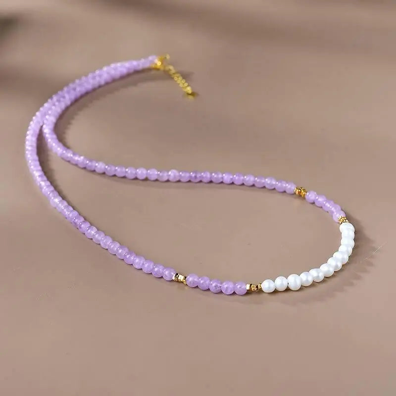 Lavender Amethyst Elegance Clavicle Necklace for Women Crystal Country Arts and Crafts