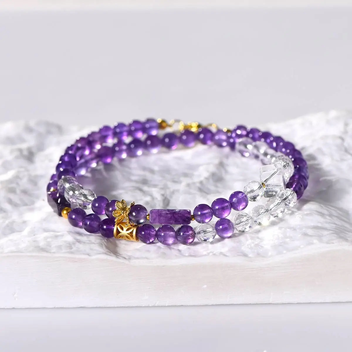 Elegant Amethyst and White Crystal Sugar Cube Necklace Crystal Country Arts and Crafts