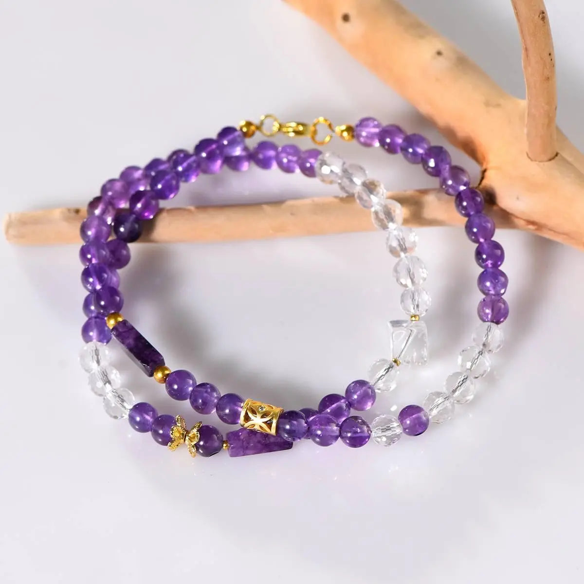 Elegant Amethyst and White Crystal Sugar Cube Necklace Crystal Country Arts and Crafts