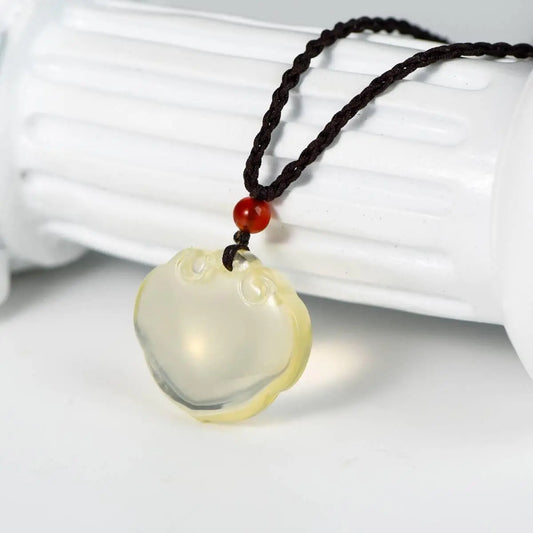 Citrine Ruyi Fortune Pendant Necklace for Elegant Style Crystal Country Arts and Crafts