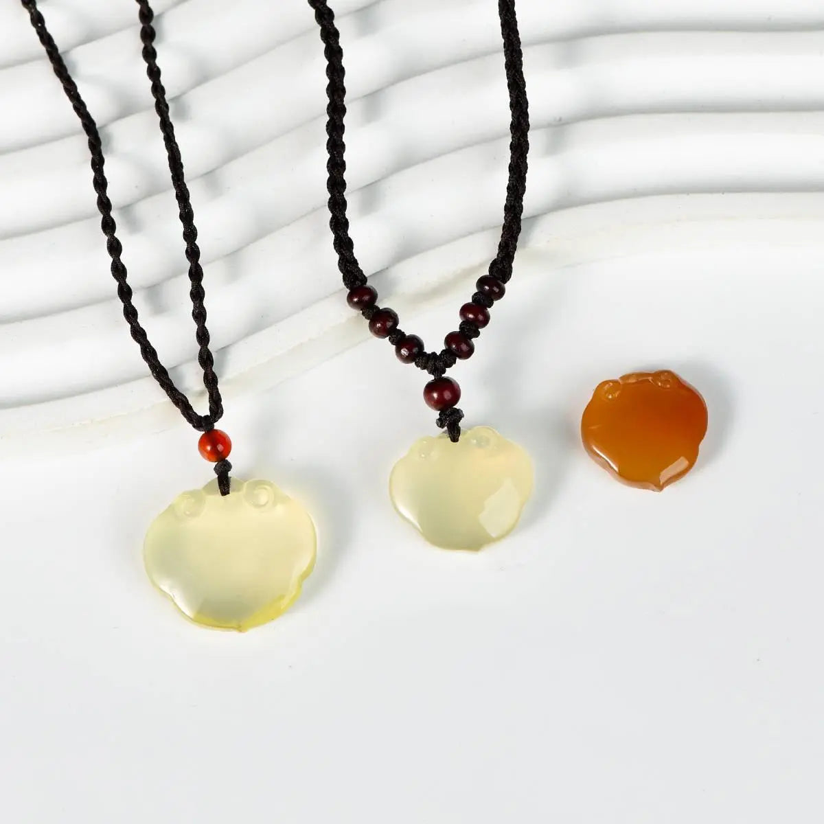Citrine Ruyi Fortune Pendant Necklace for Elegant Style Crystal Country Arts and Crafts