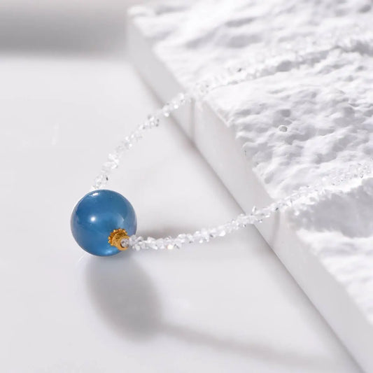 Elegant Aquamarine and Diamond Clavicle Chain Necklace Crystal Country Arts and Crafts