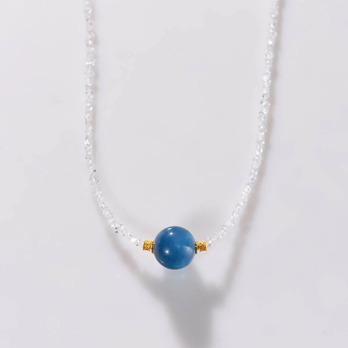 Elegant Aquamarine and Diamond Clavicle Chain Necklace Crystal Country Arts and Crafts