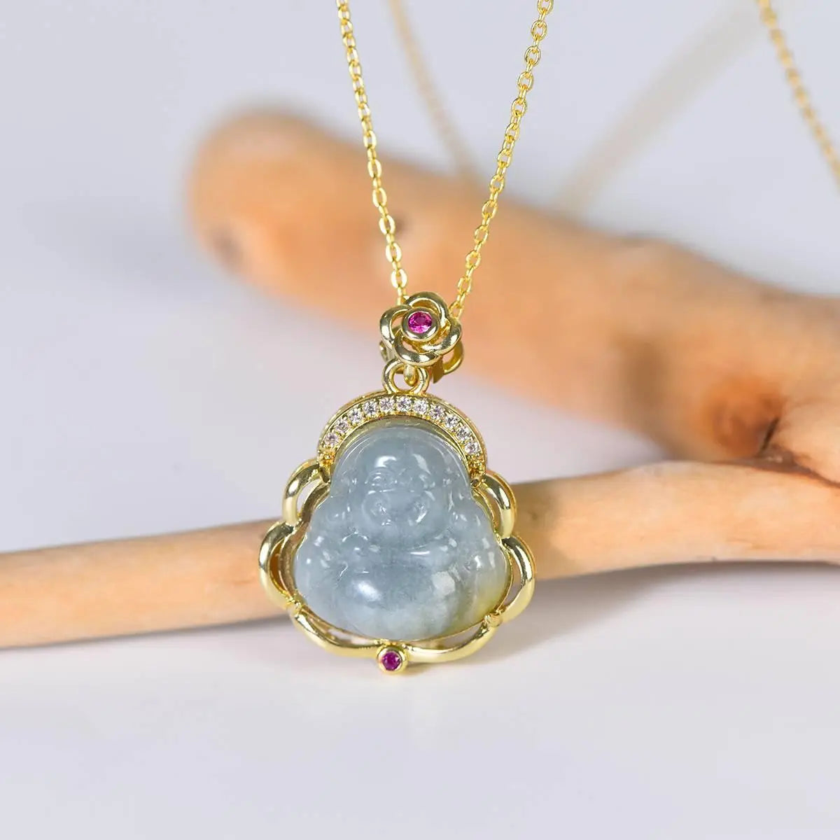 Emerald Buddha Pendant - Elegant Spiritual Jewelry Piece Crystal Country Arts and Crafts