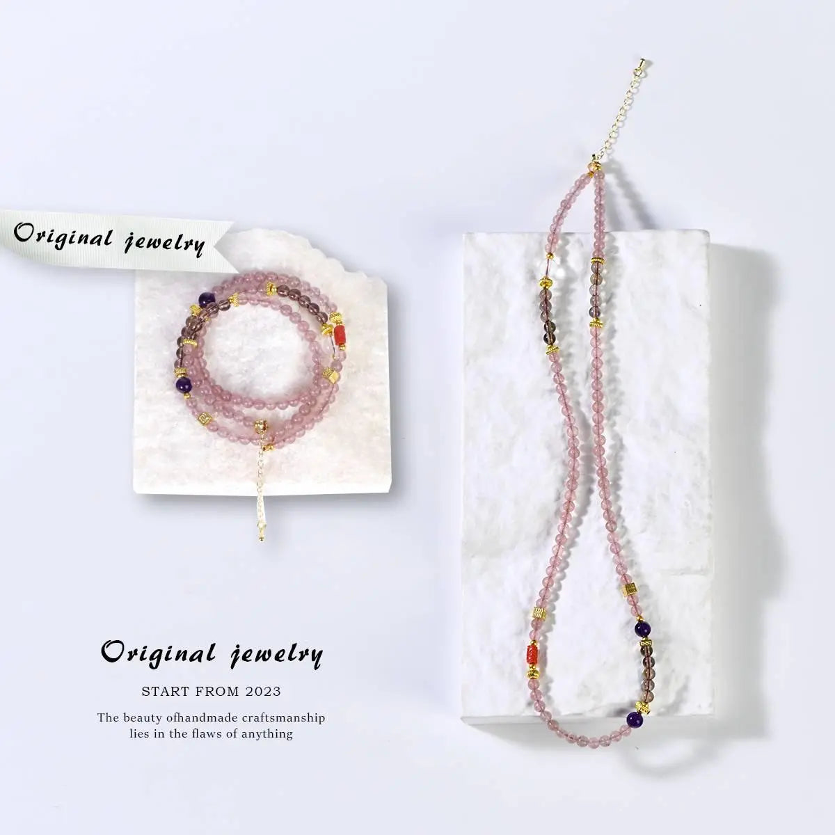 Strawberry-Inspired Dual-Purpose Crystal Bracelet Necklace Crystal Country Arts and Crafts