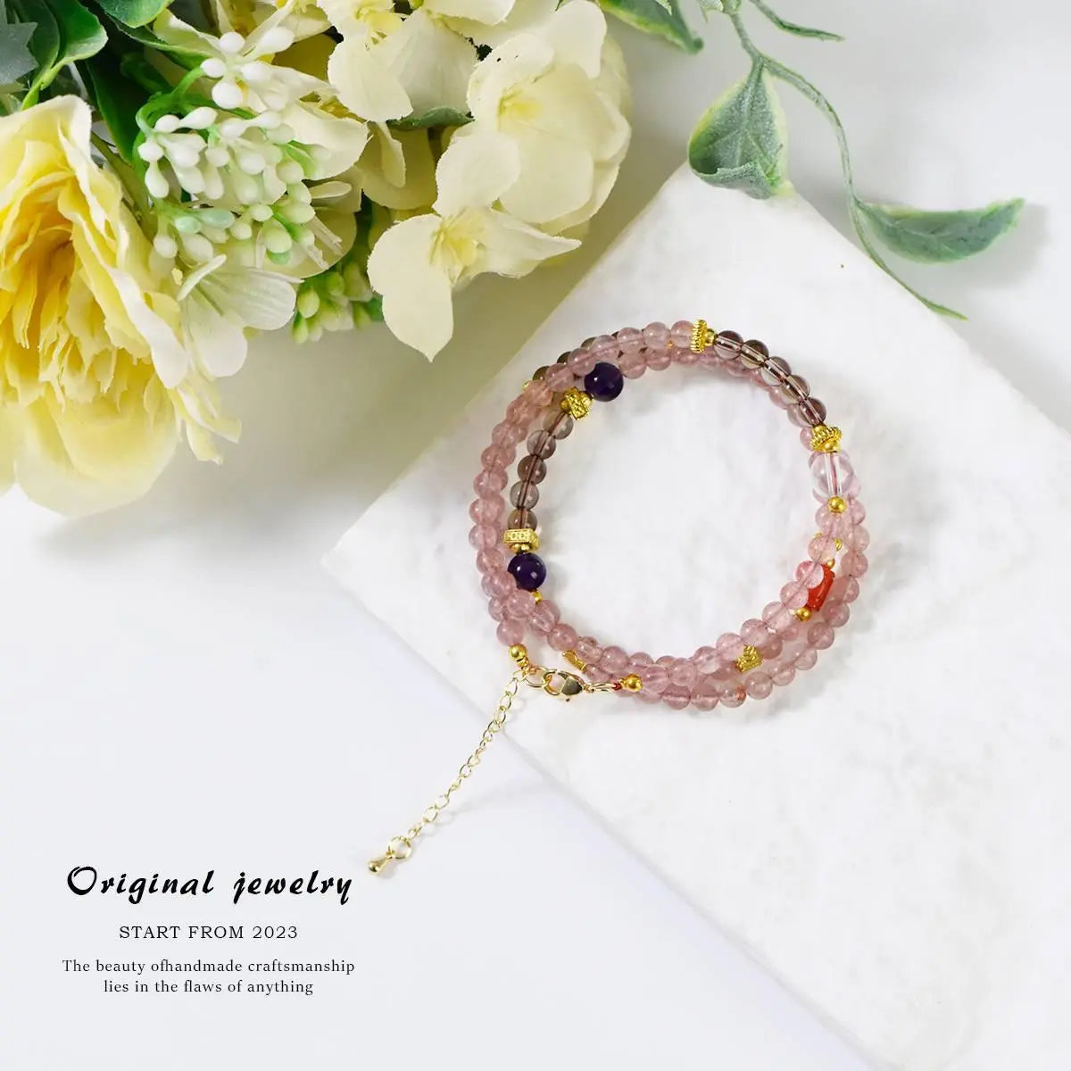 Strawberry-Inspired Dual-Purpose Crystal Bracelet Necklace Crystal Country Arts and Crafts
