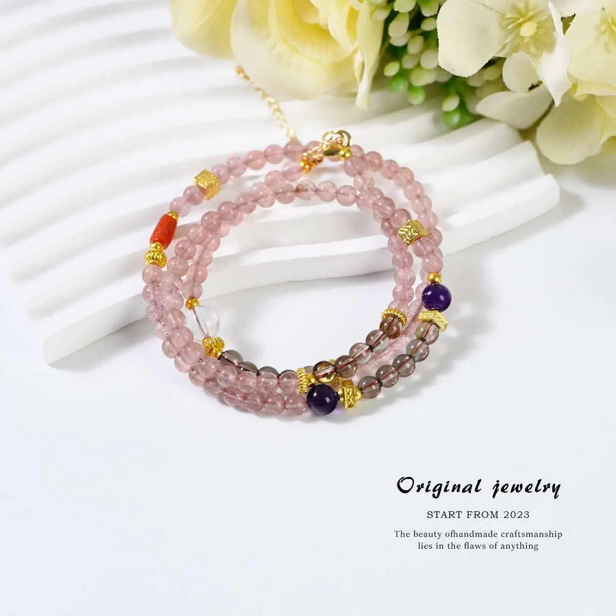 Strawberry-Inspired Dual-Purpose Crystal Bracelet Necklace Crystal Country Arts and Crafts