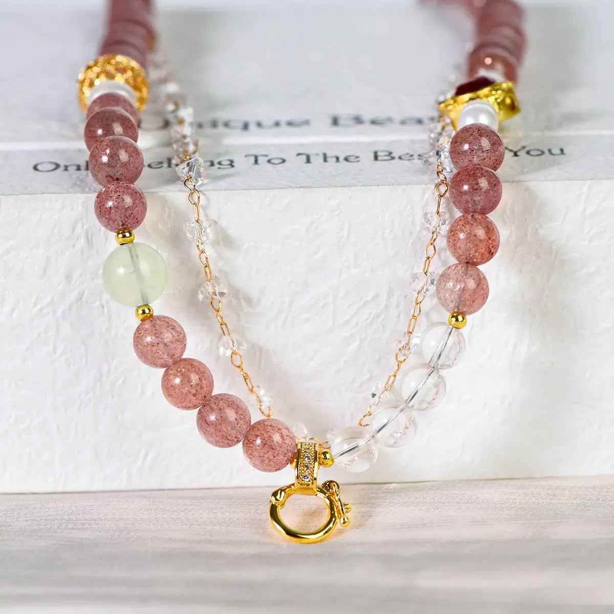 Strawberry Crystal Luxe Universal Bracelet & Necklace Set Crystal Country Arts and Crafts