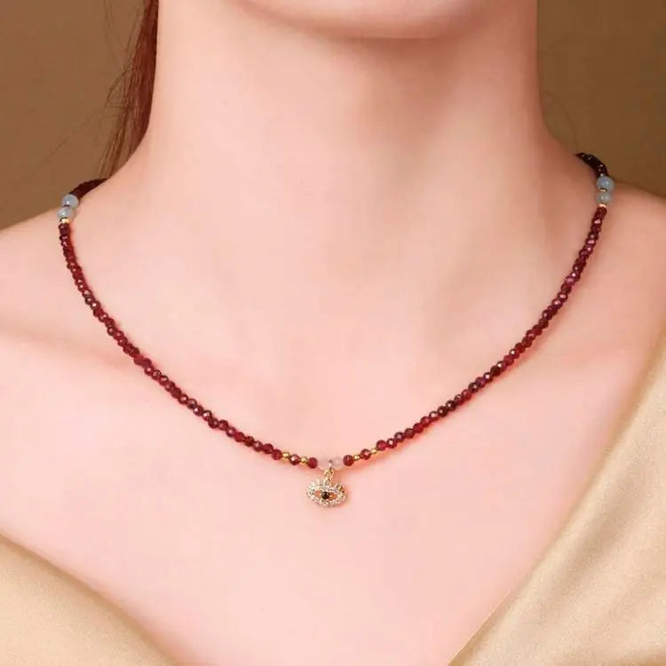 Garnet Necklace - Guard Handcrafted Luxury Jewelry Crystal Country Arts and Crafts