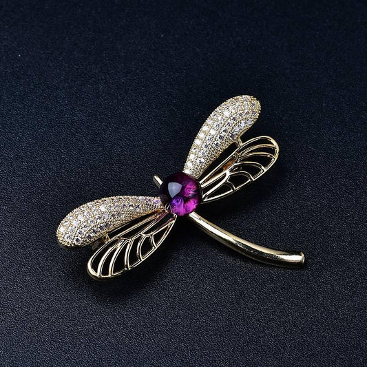 Natural Amethyst Brooch - Dragonfly Model Accessory Crystal Country Arts and Crafts