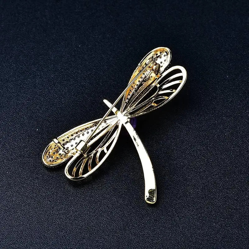 Natural Amethyst Brooch - Dragonfly Model Accessory Crystal Country Arts and Crafts