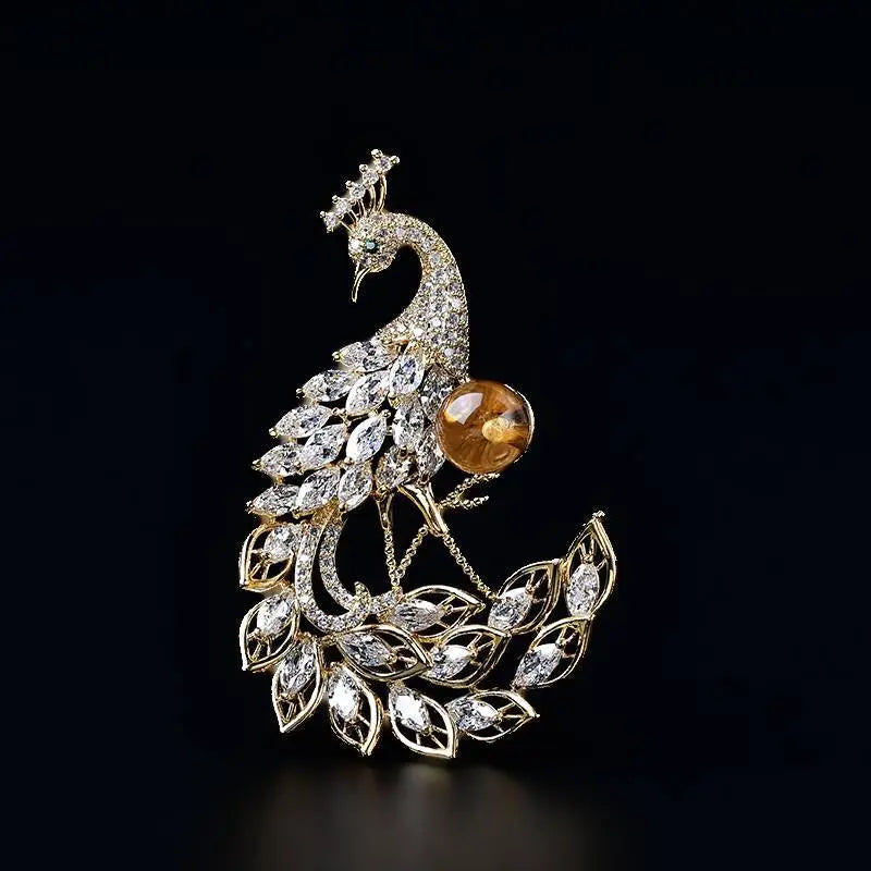 Natural Citrine Brooch - Phoenix for Elegant Style Crystal Country Arts and Crafts