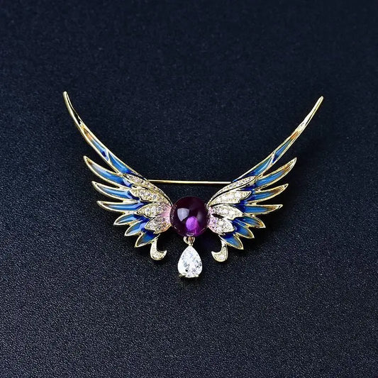Natural Amethyst Brooch - Painted Wings Accessory Crystal Country Arts and Crafts