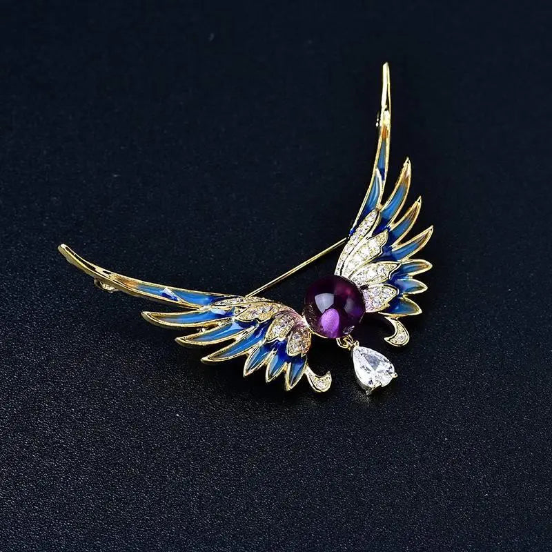 Natural Amethyst Brooch - Painted Wings Accessory Crystal Country Arts and Crafts