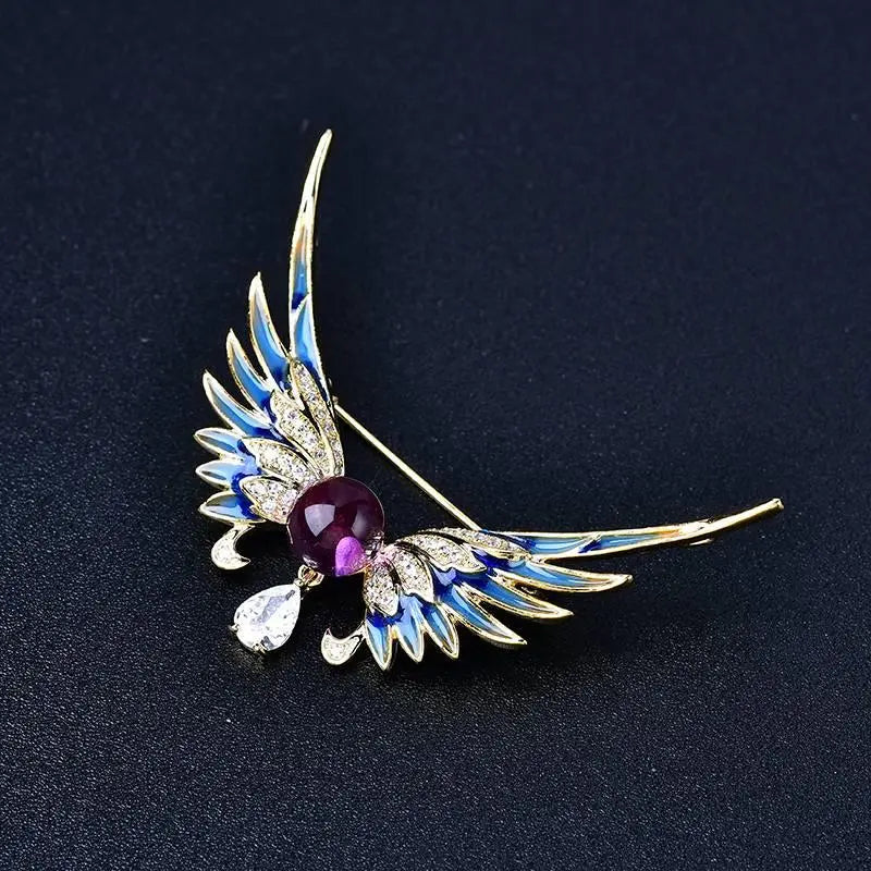 Natural Amethyst Brooch - Painted Wings Accessory Crystal Country Arts and Crafts