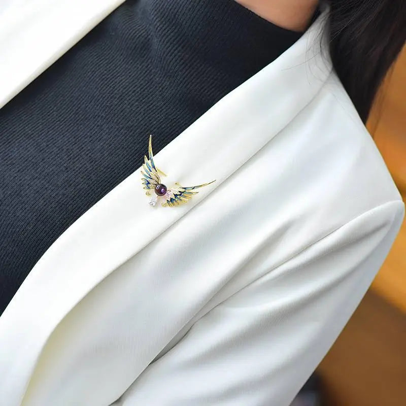 Natural Amethyst Brooch - Painted Wings Accessory Crystal Country Arts and Crafts