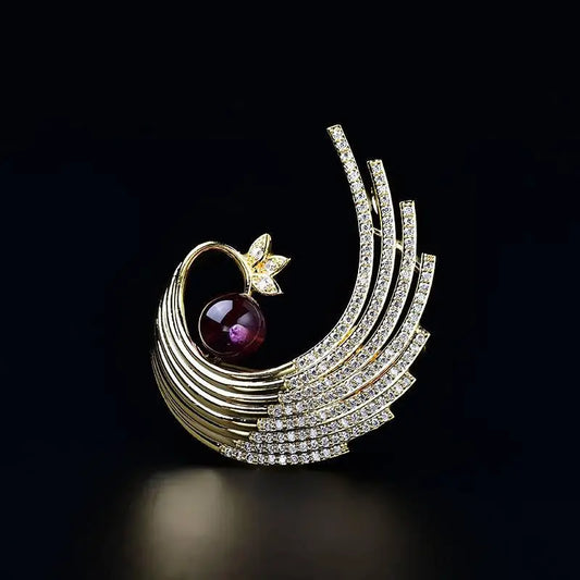 Natural Amethyst Brooch - Phoenix in the Fly Design Crystal Country Arts and Crafts