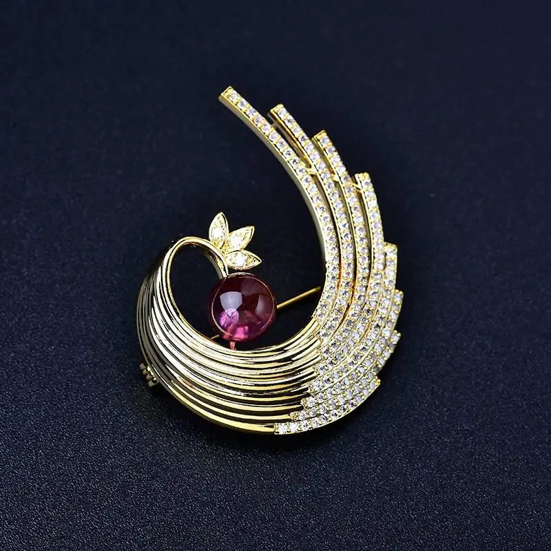Natural Amethyst Brooch - Phoenix in the Fly Design Crystal Country Arts and Crafts