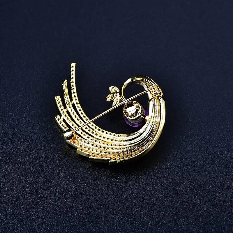 Natural Amethyst Brooch - Phoenix in the Fly Design Crystal Country Arts and Crafts
